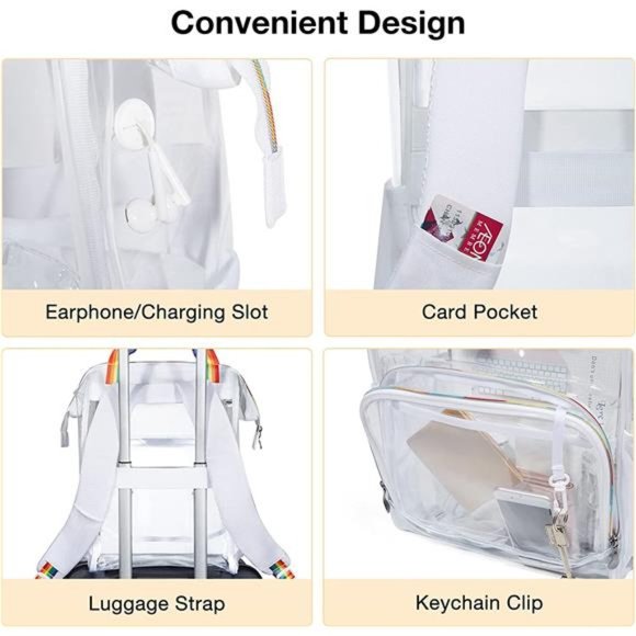 Clear Backpack Heavy Duty Transparent Backpack Set See Through Bookbags Durable - Picture 4 of 7